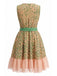 Robe en Tulle Sans Manches Col en V Ceinturée Léopard Vert années 50 2