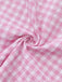 Robe à Revers Manches Bouffantes Volantées Vichy Rose Années 50