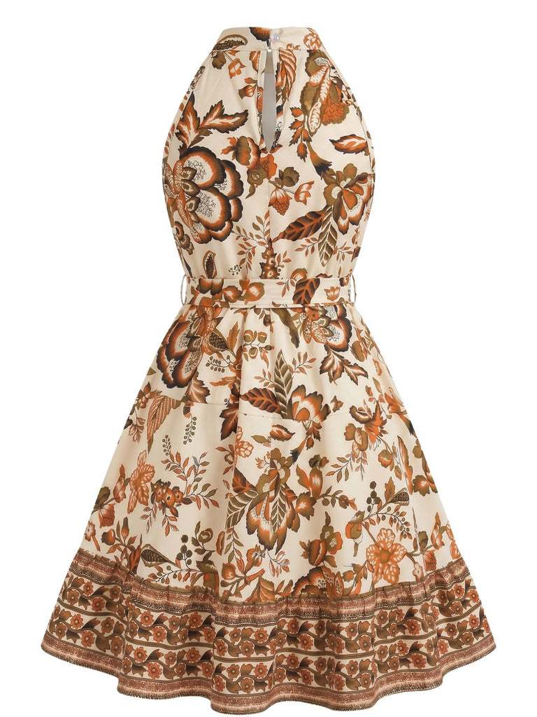 Robe Évasée Ceinturée Dos Nu Floral années 50 2