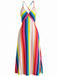 Robe Évasée à Bretelles Rayée Arc-en-Ciel Années 1930 2
