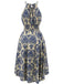 Robe Halter Florale avec Lien Bleue Années 1940 3