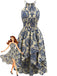 Robe Halter Florale avec Lien Bleue Années 1940
