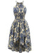 Robe Halter Florale avec Lien Bleue Années 1940 2