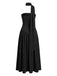 Robe Maxi Asymétrique Bustier Écharpe Noire Années 30