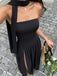 Robe Maxi Asymétrique Bustier Écharpe Noire Années 30