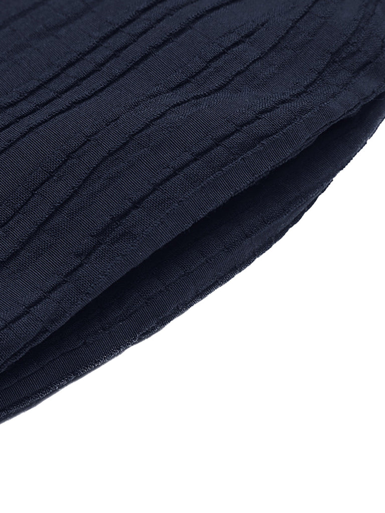 Ensemble 2 Pièces Top Bustier Texturé à Volants & Pantalon Bleu Années 50