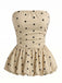 Top Bandeau À Pois Bas Boule Beige Années 50