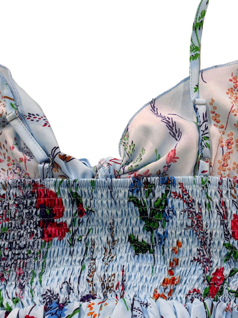 Robe Trapèze Florale Col Claudine Manches Courtes années '60 3