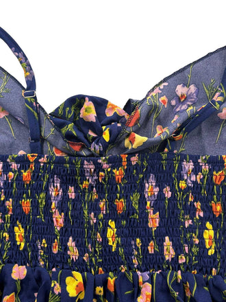 Robe Trapèze Florale Col Claudine Manches Courtes années '60 12