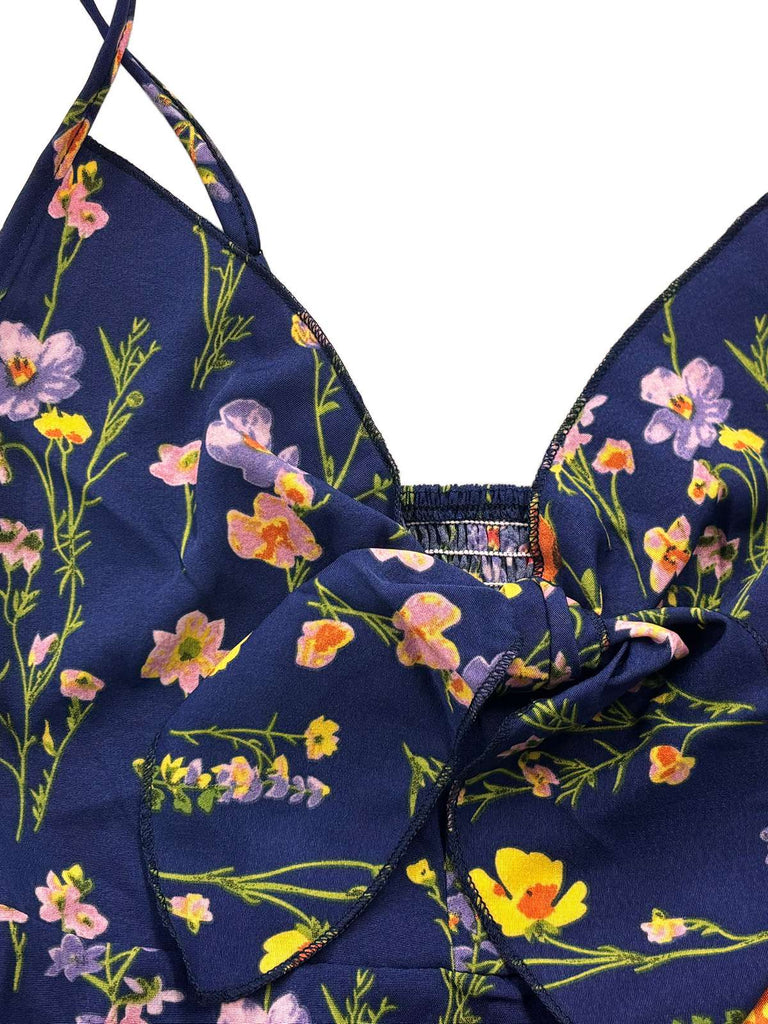 Robe Trapèze Florale Col Claudine Manches Courtes années '60 13