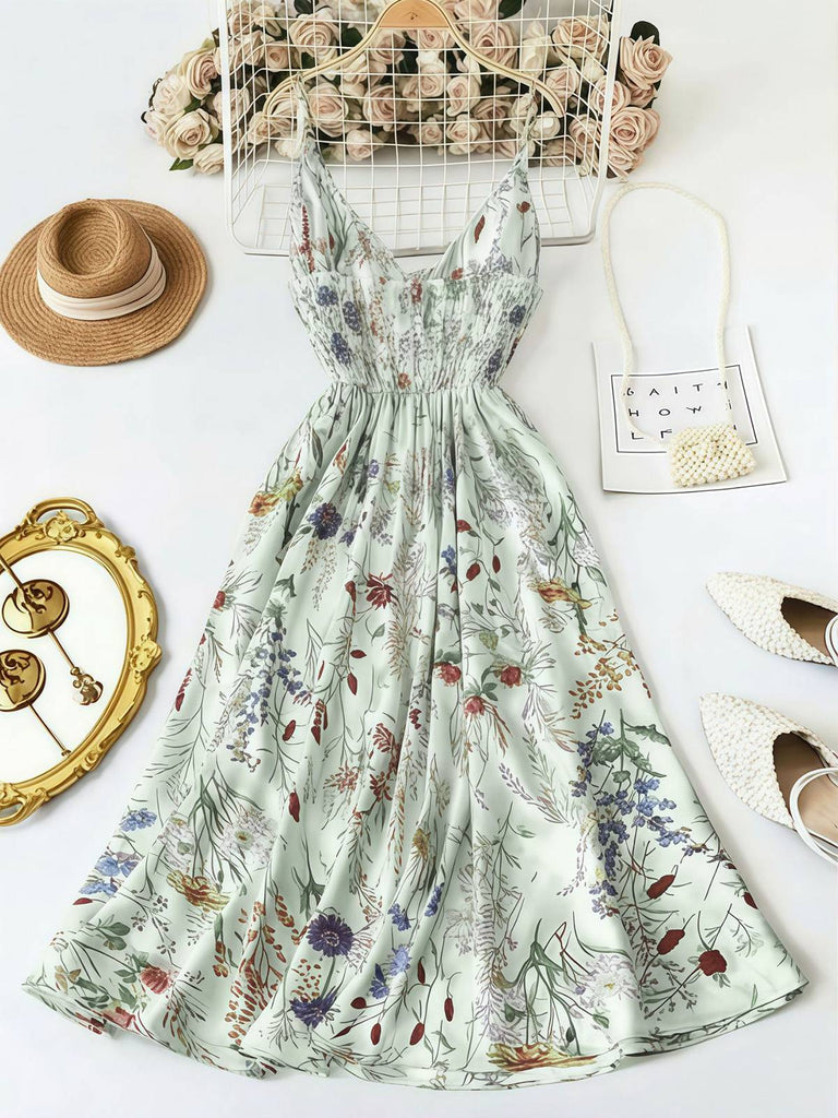 Robe Trapèze Florale Col Claudine Manches Courtes années '60 5