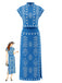 Ensemble Bleu Bohème Manches Cape & Fendu Années 1970