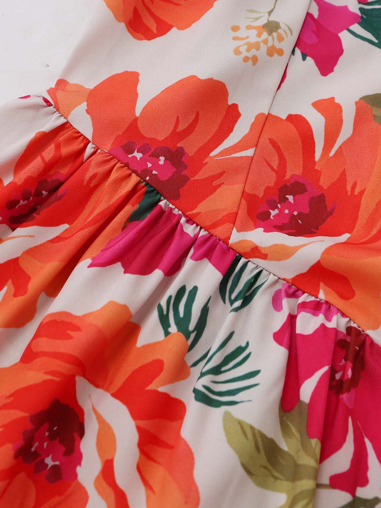 Robe à Bretelles Spaghetti Floral Style Boho Années 70