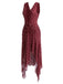 [Prévente] Robe à Pois à Ourlet Irrégulier Lie-de-Vin Années 1930