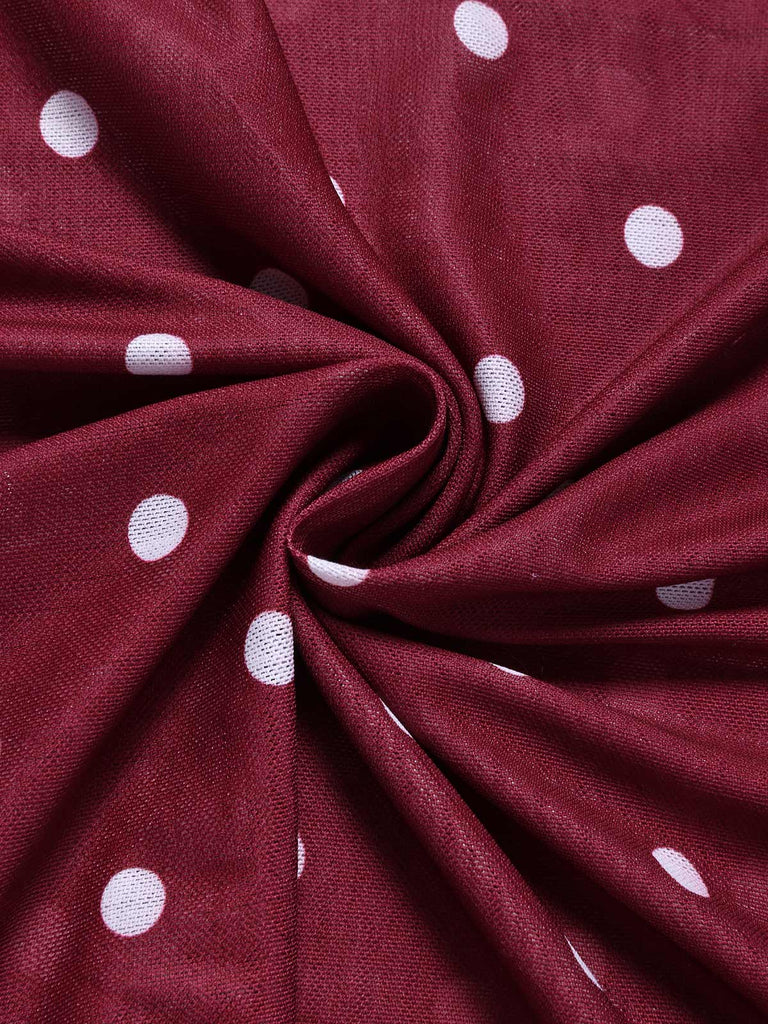 [Prévente] Robe à Pois à Ourlet Irrégulier Lie-de-Vin Années 1930