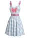 [Prévente] Robe Ceinturé 2000s Y2K Papillon Pied-de-Poule Bleu Clair 4