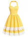 [Prévente] Robe à Étages Dos-Nu en Coton à Pois Nœud Jaune Années 50