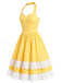 [Prévente] Robe à Étages Dos-Nu en Coton à Pois Nœud Jaune Années 50