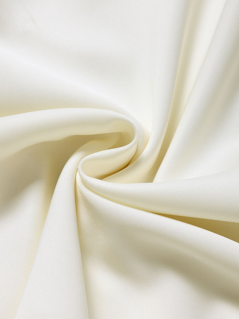 [Prévente] Robe Ligne A Col Carré Nœud Bordure Contrastée Blanche Années 40