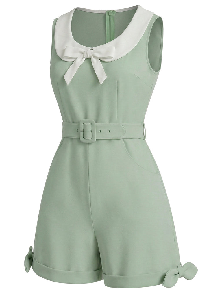 [Prévente] Combishort Col Claudine Nœud Ceinturée Vert Sauge Années 1950 3