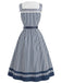 [Prévente] Robe Rayée Col Marin Col Châle Ceinturée Bleue Années 1940 4