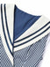 [Prévente] Robe Rayée Col Marin Col Châle Ceinturée Bleue Années 1940 7
