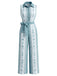 [Prévente] Combinaison à Jambes Larges Boutonnée Ceinturée Floral Bleu Clair Années 70
