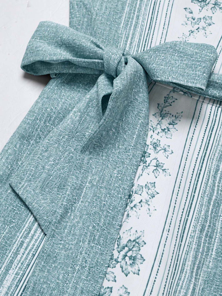 [Prévente] Combinaison à Jambes Larges Boutonnée Ceinturée Floral Bleu Clair Années 70