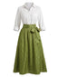 2PCS Blouse Manches Longues & Jupe Vert Années 1950