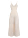 Combinaison à Bretelles Spaghetti Dentelle Crochet Franges Beige Années 70
