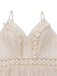 Combinaison à Bretelles Spaghetti Dentelle Crochet Franges Beige Années 70