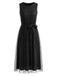 Robe sans Manches Paillettes Tulle Patchwork Noire Années 50