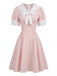 Robe Rayée Col Marin Manches Bouffantes Col à Nouer Années 1950