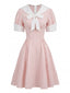 Robe rayée col marin et manches bouffantes années 1950