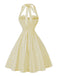 Robe Mini Évasée Dos-Nu Rayée Nouage Col Années 50