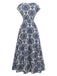 Robe Maxi Taille Empire Col V Floral Ornemental Boho Années 70