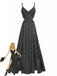 Robe longue noire bohème fines bretelles années 70