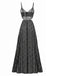 Robe longue noire bohème fines bretelles années 70