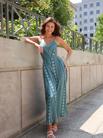 Robe longue oasis bohème fines bretelles années 70
