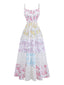 Robe Maxi Smocké Fleurs Dentelle à Étages Années 1970