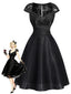 [Prévente] Robe Dentelle Satin Cocktail Noir Années 1950