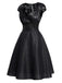 [Prévente] Robe Manches Courtes Dentelle Satin Cocktail Noir Années 1950 4