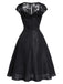 [Prévente] Robe Manches Courtes Dentelle Satin Cocktail Noir Années 1950 5