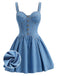 [Prévente] Robe Mini Bustier Corset à Bretelles Faux Jean Bleue Années 80