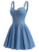 [Prévente] Robe Mini Bustier Corset à Bretelles Faux Jean Bleue Années 80