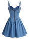 [Prévente] Robe Mini Bustier Corset à Bretelles Faux Jean Bleue Années 80