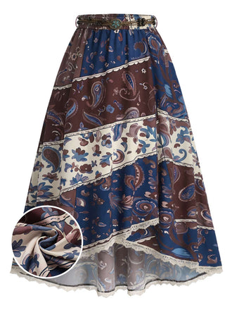 [Prévente] Skirt Bohème Cachemire Dentelle Irregular Midi Années 1970