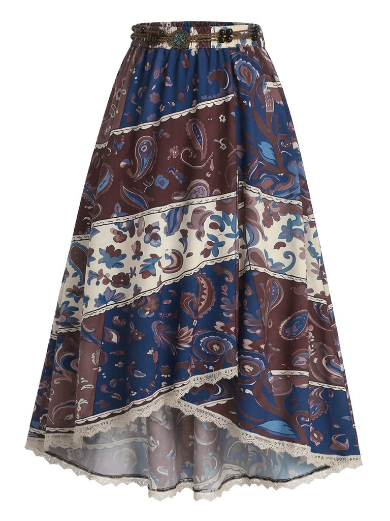 [Prévente] Skirt Bohème Cachemire Dentelle Irregular Midi Années 1970 3