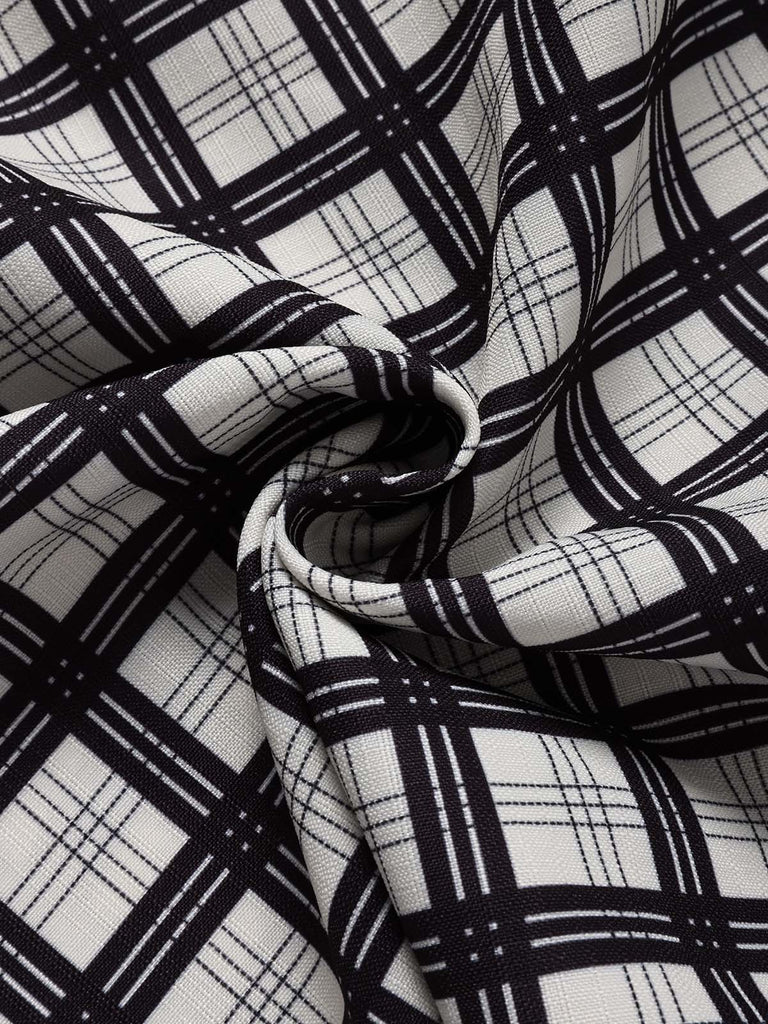 [Prévente] Robe Noir à Carreaux Dos Nu Ceinturé Évasé avec Poches Années 1950 8