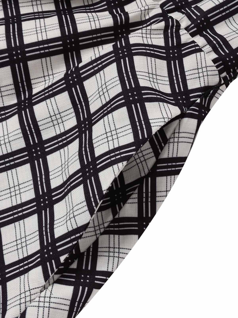 [Prévente] Robe Noir à Carreaux Dos Nu Ceinturé Évasé avec Poches Années 1950 6